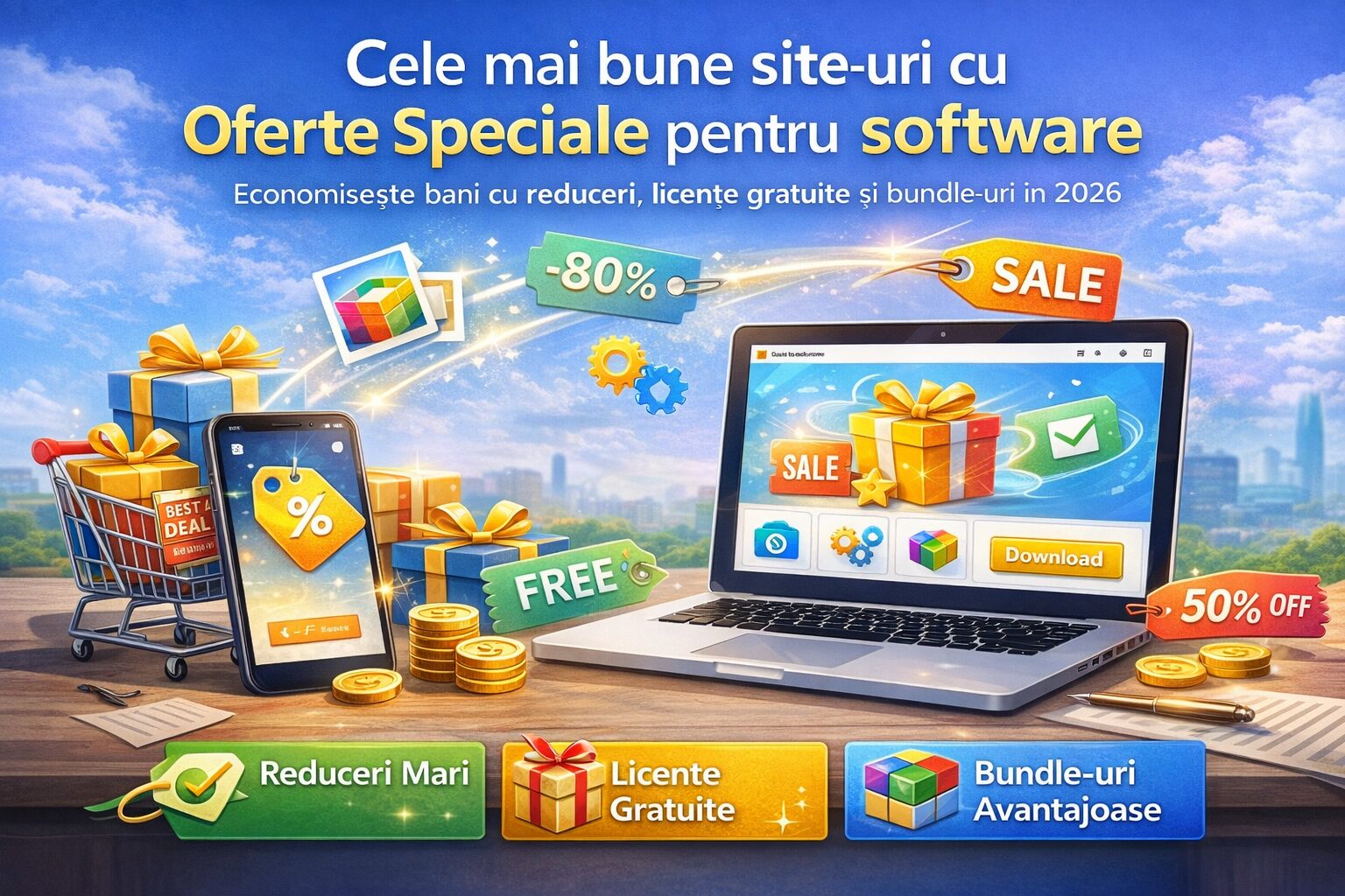 Cele mai bune site-uri cu oferte speciale pentru software (2026) - În era digitală actuală, software-ul nu mai este doar un instrument — este o necesitate. Fie că ești pasionat de tehnologie, lucrător remote sau pur și simplu vrei să profiți de cele mai bune oferte pentru programe PC, găsirea unor resurse legitime unde poți descărca software cu reduceri, gratuit sau cu licențe promoționale poate face diferența. În acest ghid, îți prezint cele mai bune site-uri cu oferte speciale pentru software — de la licențe gratuite până la coduri de reducere, giveaway-uri și bundle-uri avantajoase. Scopul este să profiți la maximum de resurse sigure și actualizate.