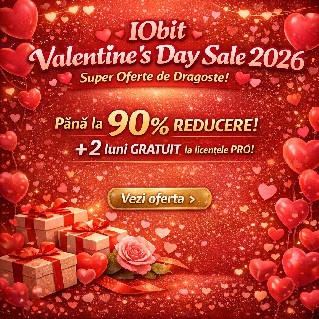 Reduceri Valentine’s Day 2026 la IObit – Până la 90% OFF + 2 Luni Extra Gratuit! - În luna iubirii, IObit lansează o ofertă specială de Valentine’s Day 2026 pentru pasionații de optimizare, securitate și întreținere PC. Această ofertă include reduceri considerabile la unele dintre cele mai populare programe software pentru Windows – ideală dacă vrei să îți optimizezi calculatorul, să îl protejezi mai bine sau să obții utilitare esențiale la prețuri mult mai bune.